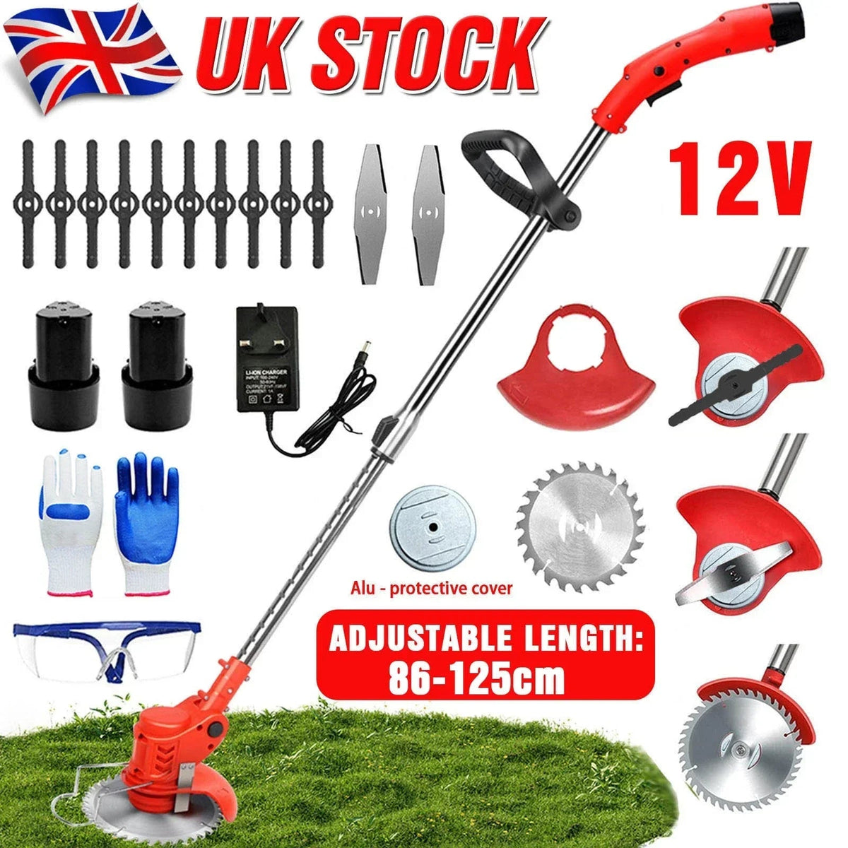 3-in-1 Cordless Strimmer Grass Trimmer Cutter Garden Lawn Edger + 2x 12V Battery CorbyCart