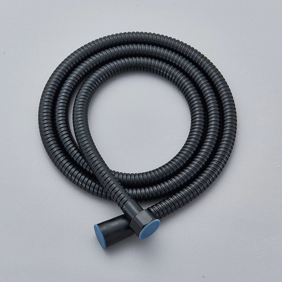 Black Exposed Bathroom Shower Twin Head Large Bar Set Square Valve Rail Hose Tap CorbyCart
