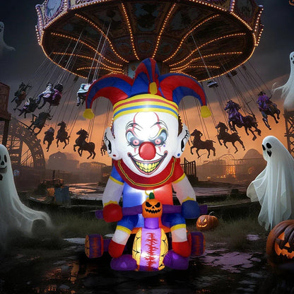 4ft Blow Up Halloween Inflatable Clown on Bicycle with 3 Built-in LED Lights CorbyCart