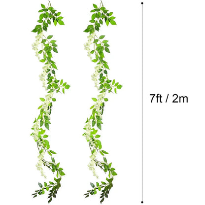 2X7FT Artificial Wisteria Vine Garland Foliage Flower Plant Trailing Home Decor Corbycart