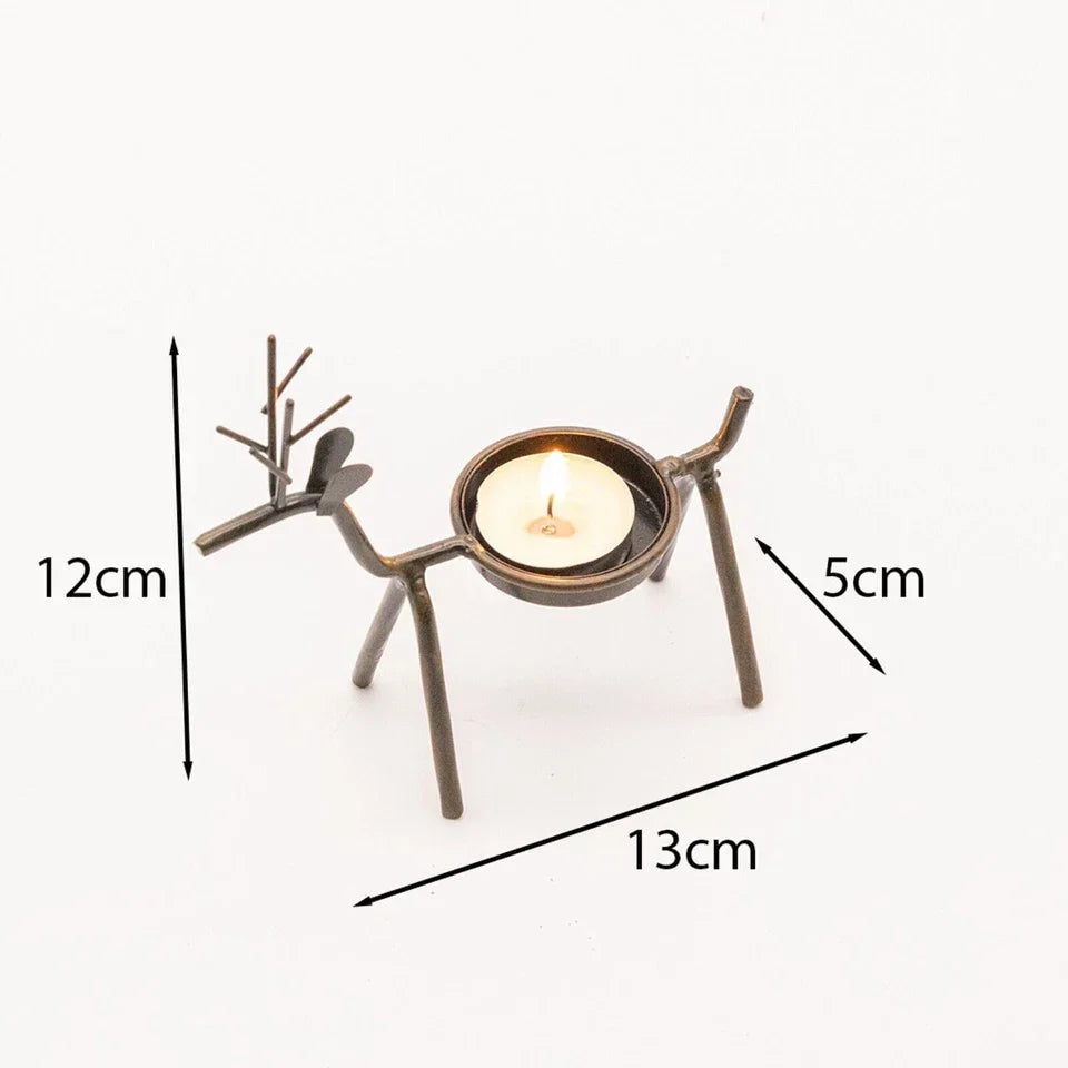 6x Christmas Reindeer Tea Light Candle Holders & Tealights Xmas Home Decor Gift CorbyCart