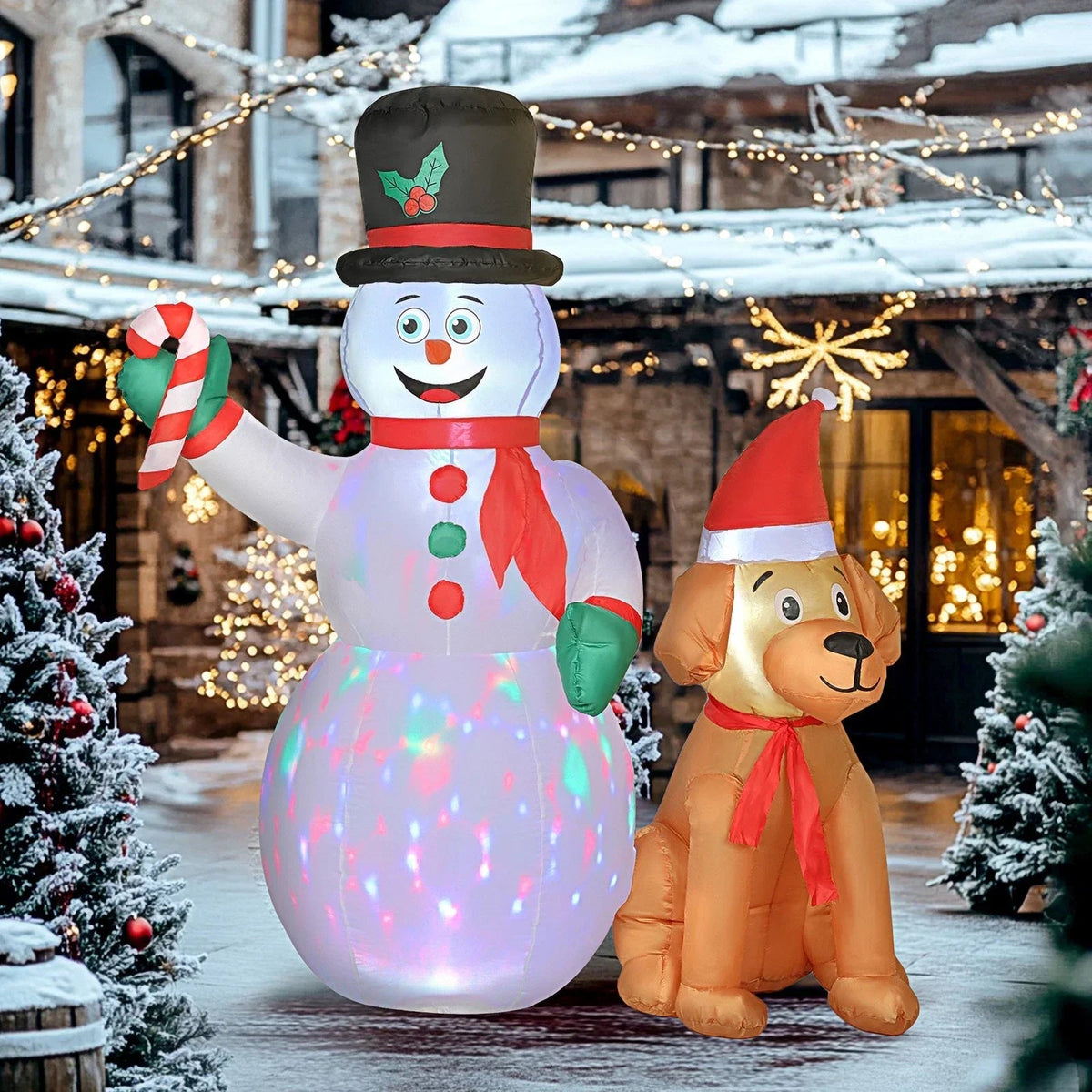 6FT Christmas Inflatables Snowman & Dog for Indoor Outdoor Decor CorbyCart