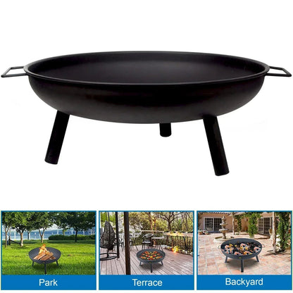 24" Round Fire Pit Folding Patio Garden Bowl Outdoor Camping Heater Log Burner Corbycart