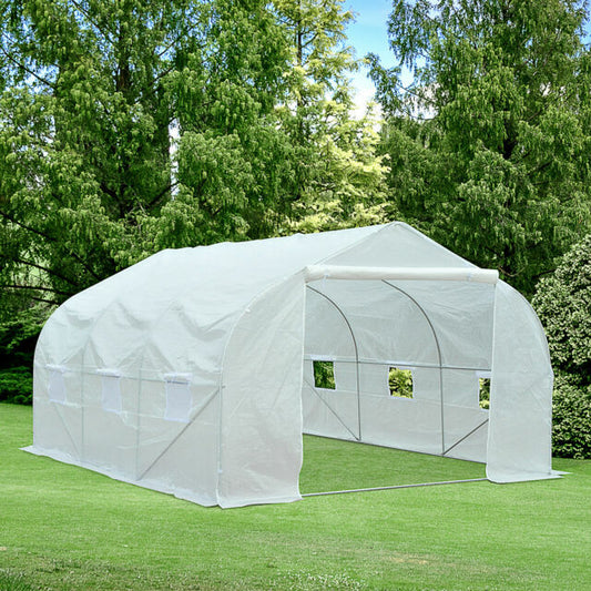 Outsunny 4.5x3x2m PE Mesh Cover Galvanized Metal Frame Walk-In Greenhouse Corbycart