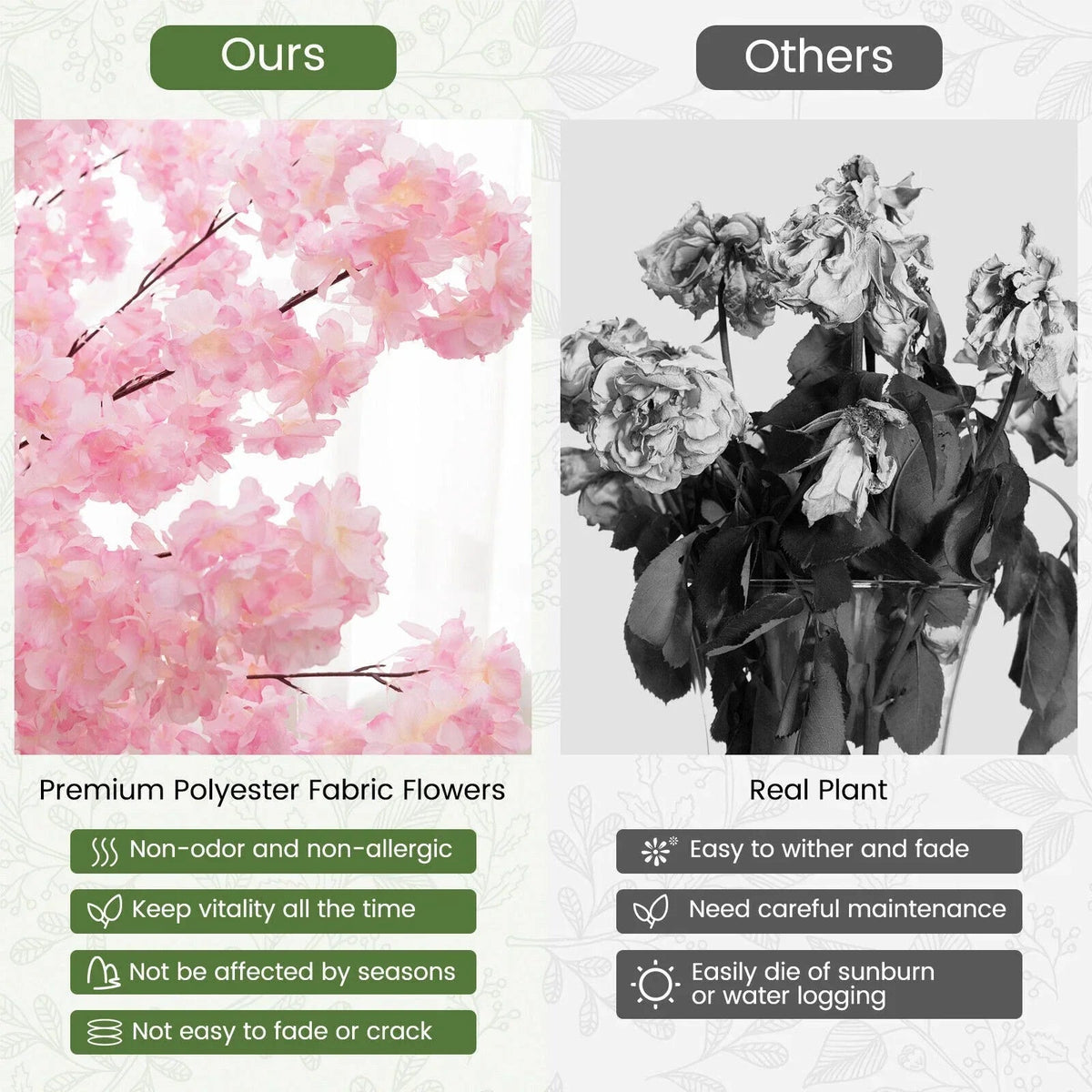 190cm Tall Artificial Cherry Blossom Tree Faux Floral Plant 1170 Flowers Corbycart