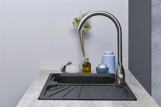 Kitchen Sink Single black  1.0 Bowl Reversible Inset With Waste Kit CorbyCart