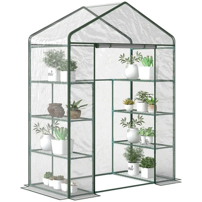 Walk In Greenhouse Grow House Plants Protector Reinforced PVC Cover 4 Shelves