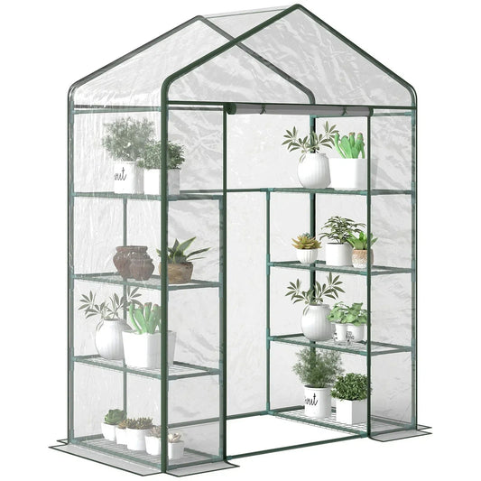 Walk In Greenhouse Grow House Plants Protector Reinforced PVC Cover 4 Shelves Corbycart