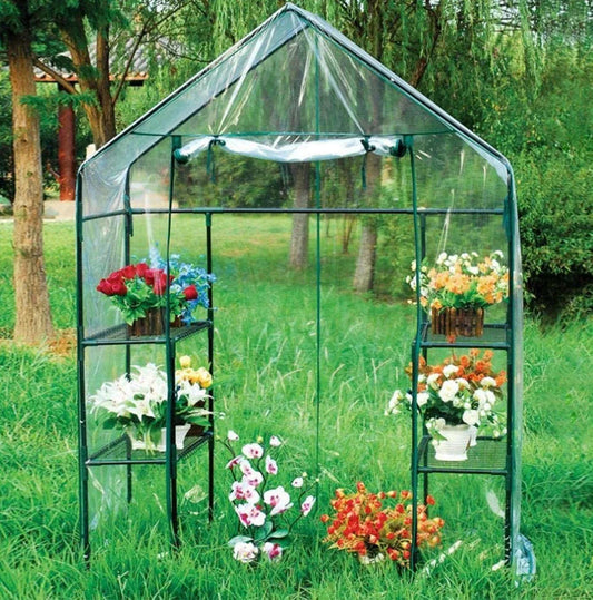 Walk In Greenhouse Grow House Plants Protector Reinforced PVC Cover 4 Shelves Corbycart