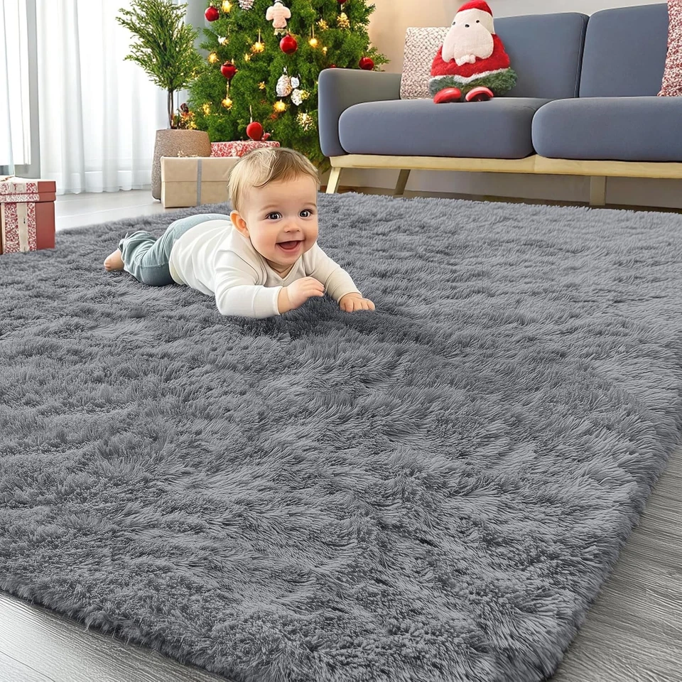 Fluffy Rugs Large Shaggy Rug Bedroom Living Room Anti Slip Soft Carpet CorbyCart